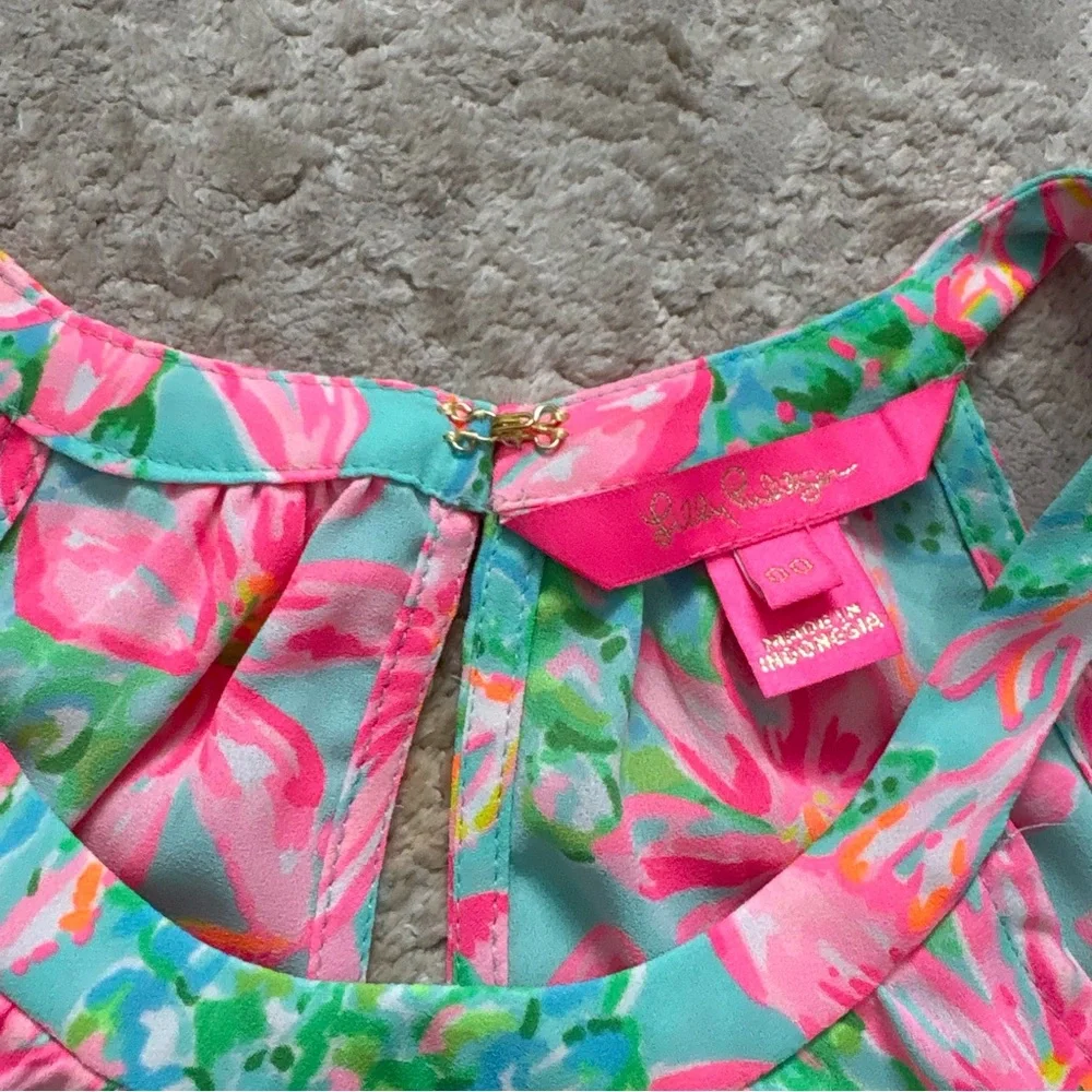 Lilly Pulitzer Pamelyn Flutter Halter Vibrant Colorful Floral Mini Dress Size 00 - Picture 11 of 15